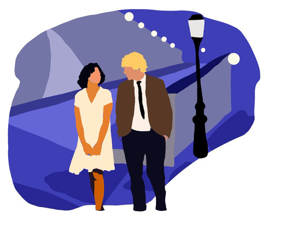 Midnight in old city date idea illustration