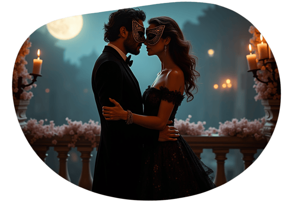 A Steamy Night at the Masquerade Ball date idea illustration