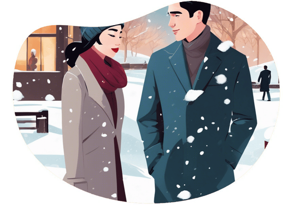 A Winter Romance: Toono and Akemi's Love Story date idea illustration