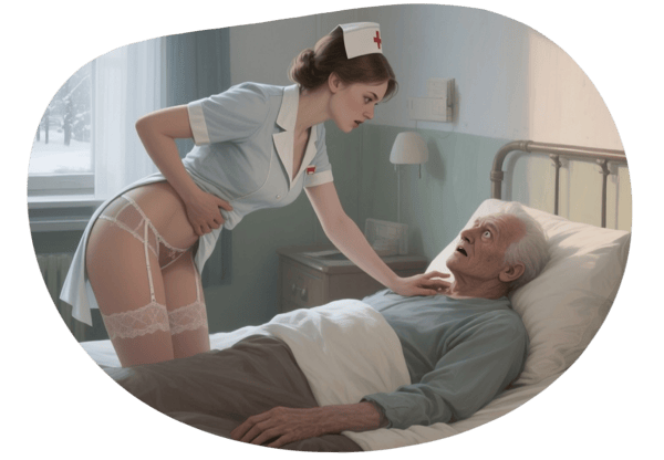 Anna die Altenpflegerin und René: Heißes Pflege-Rollenspiel date idea illustration