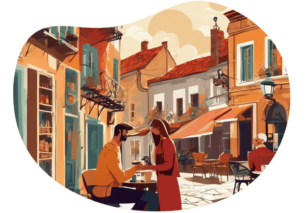 Antique Shopping and Coffee Tasting in Edirne date idea illustration