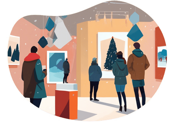 Art Gallery Exploration and Intimate Dinner date idea illustration