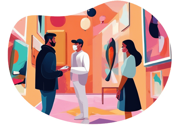 Artistic Indoor Date at Izmir Art Gallery date idea illustration