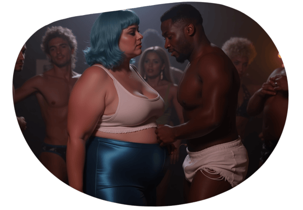 Blue Satin Seduction at the Sex Party date idea illustration