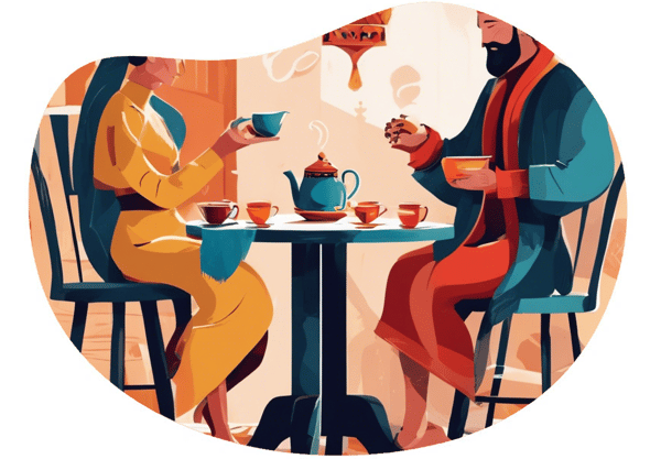 Board Game and Turkish Tea Night date idea illustration