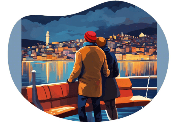 Bosphorus Night Cruise date idea illustration