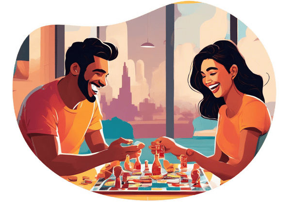 Bumble Burgers and Board Games date idea illustration