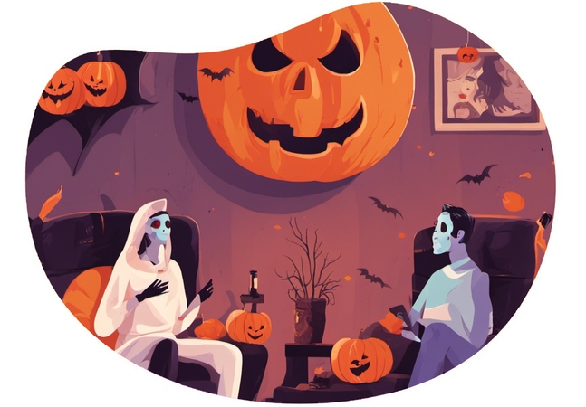 Halloween Horror Movie Marathon date idea illustration