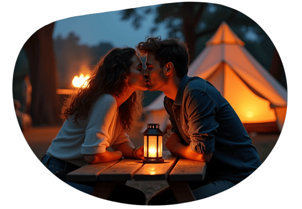 Campsite Clandestine date idea illustration