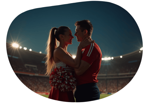 Cheerleader and Fan Football Fantasy date idea illustration