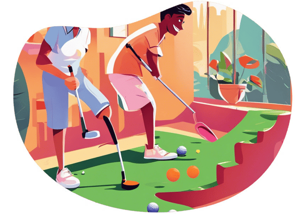Chill Indoor Mini Golf Adventure in Troy, MI date idea illustration