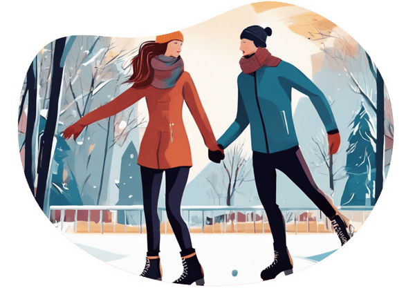 Chilled Ice Skating Date in Freizeitanlage Forchheim date idea illustration