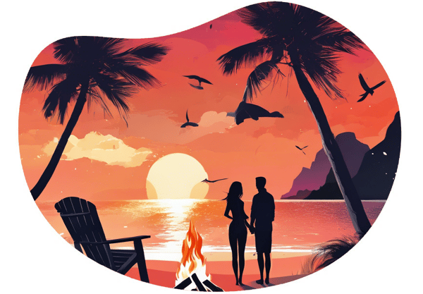 Chilling Beach Bonfire date idea illustration