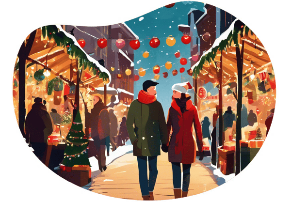 Christmas Market Stroll in Istanbul date idea illustration