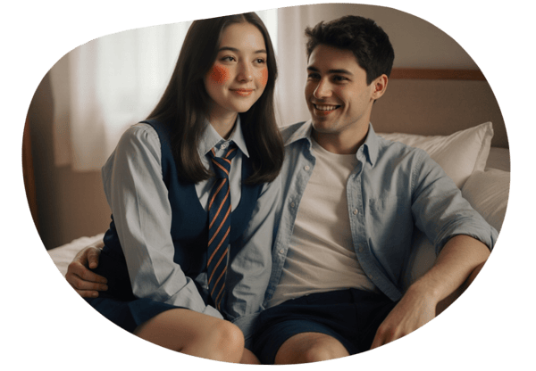 Classroom Temptation: Angel and Lawrence's Secret Encounter date idea illustration