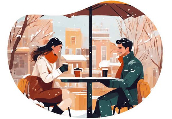 Coffee in the Cozy Garden date idea illustration
