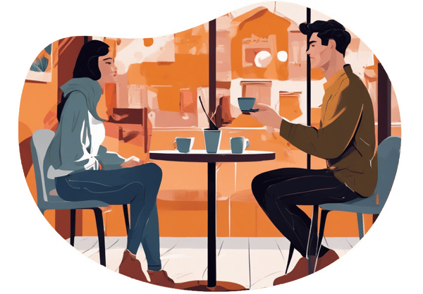 Coffee Shop Art Gallery Tour date idea illustration