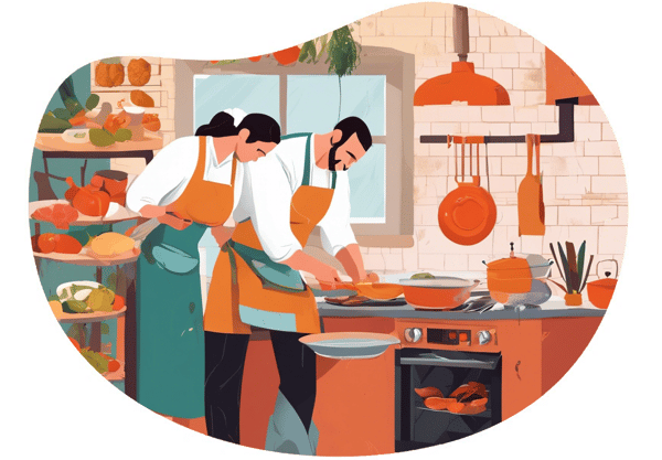 Cooking Class at a Local Turkish Cuisine School date idea illustration