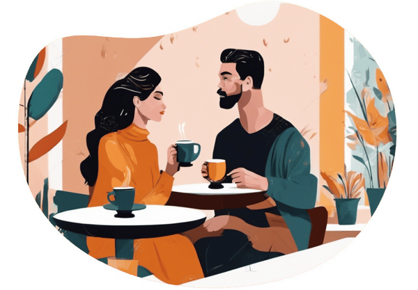Cozy Art Cafe Date date idea illustration