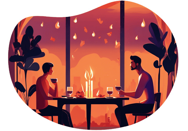 Cozy Candlelight Dinner at Home date idea illustration