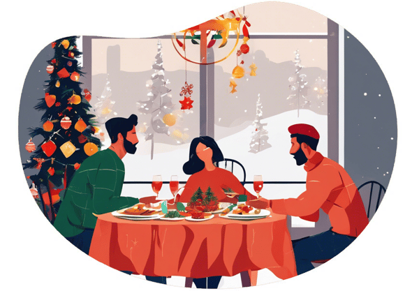 Cozy Christmas Cooking Date by the Bosporus date idea illustration