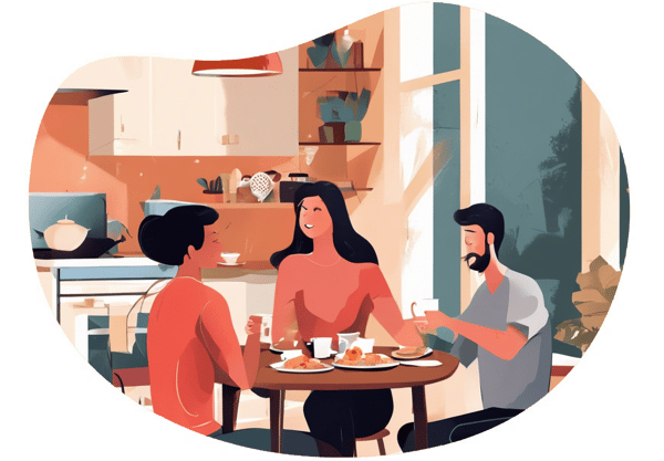 Cozy Coffee Date with Home-Cooked Dinner date idea illustration