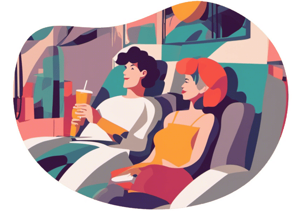 Cozy Movie Night at Home date idea illustration