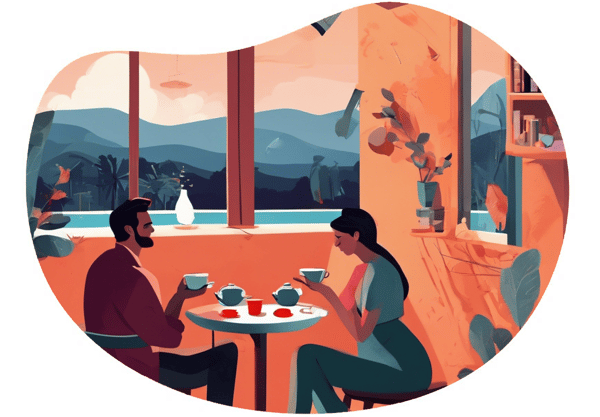Cozy Turkish Tea Night date idea illustration
