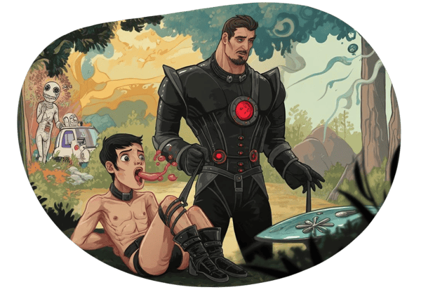 Demütigung und Unterwerfung im Wald: Ein Tag der Erniedrigung date idea illustration