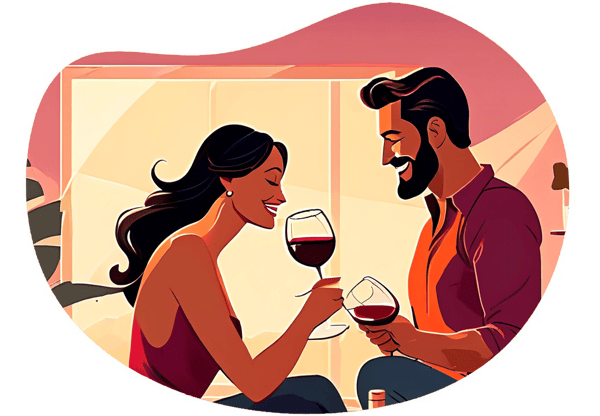 DIY Cozy Wine and Paint Night at Home date idea illustration