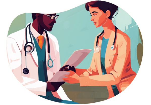 Doctor and Patient Check-up date idea illustration