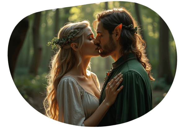 Elven Embrace: The Kiss of Passion date idea illustration