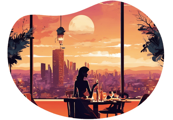 Exclusive Rooftop Dinner with Panoramic View of Diyarbakır date idea illustration