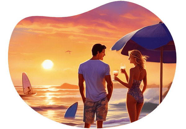 Forbidden Beach Encounter date idea illustration