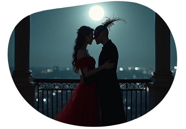 Forbidden Love: Vampire vs Werewolf date idea illustration