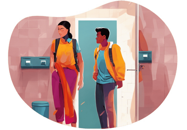 Forbidden Restroom Rendezvous date idea illustration
