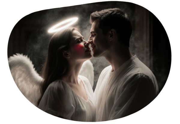Heavenly Haunting: Shy Angel and the Handsome Ghost date idea illustration