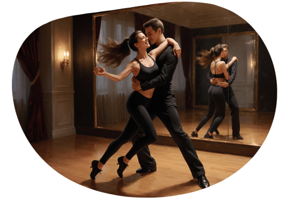 Heiße Tanzstunde im Privatstudio date idea illustration