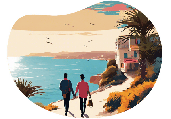 Hiking at Coastal Trails in İzmir date idea illustration
