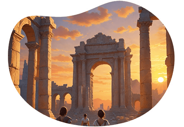 Historical Sunset Quest date idea illustration
