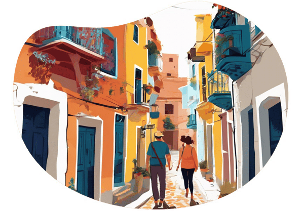 Historical Walk in İzmir date idea illustration