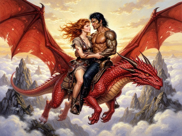 Flux 2 Turbo — Dragonrider at Dawn — Classic Romance