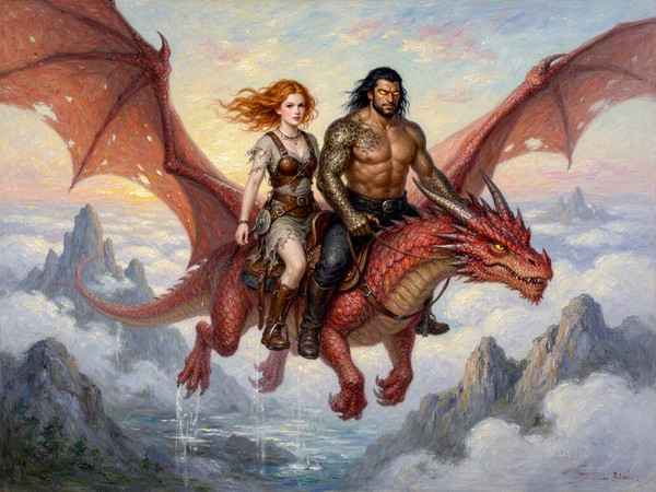 Flux 2 Turbo — Dragonrider at Dawn — Impressionism