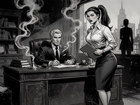 Flux 2 Turbo — Office Heat Classics — Noir Comic
