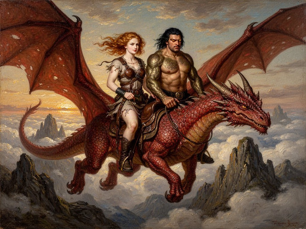 Flux 2 Turbo — Dragonrider at Dawn — Oil Painting