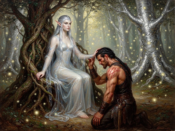 Flux 2 Turbo — The Elven Queen's Champion — Oil Painting