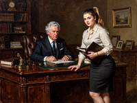 Flux 2 Turbo — Office Heat Classics — Oil Painting