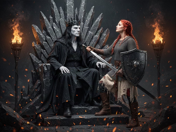 Flux 2 Turbo — The Shieldmaiden and the Dark Lord — Photorealistic