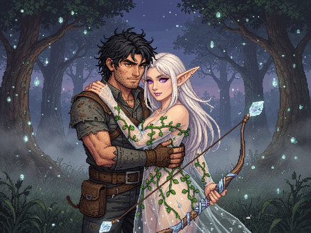 Fantasy Romance in the Whispering Grove — Pixel Art — Flux 2 Turbo