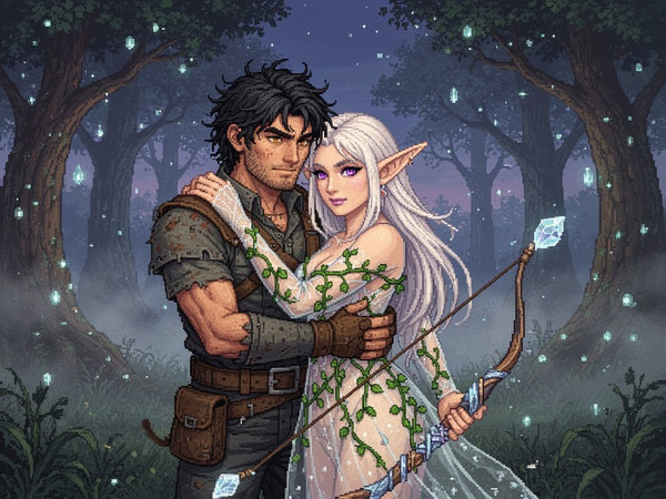 Flux 2 Turbo — Fantasy Romance in the Whispering Grove — Pixel Art